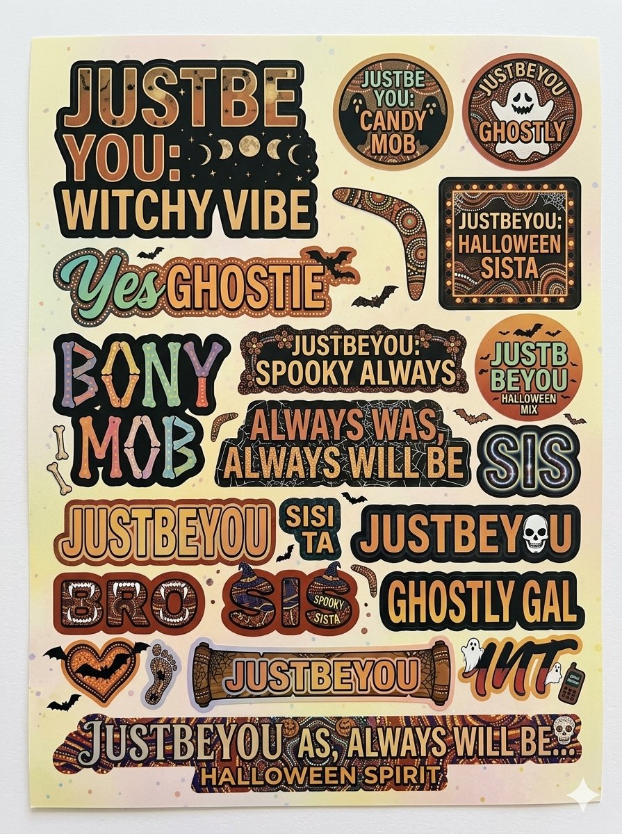 JustBeYou Halloween — Witchy Vibe Digital Sticker Sheet